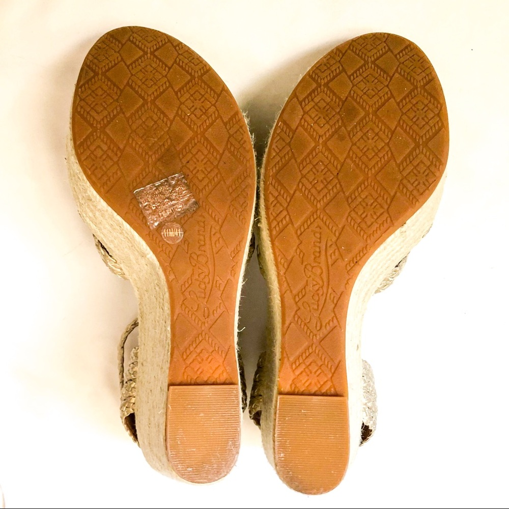 Platinum Braided Espadrille Wedges - Picture 6 of 6